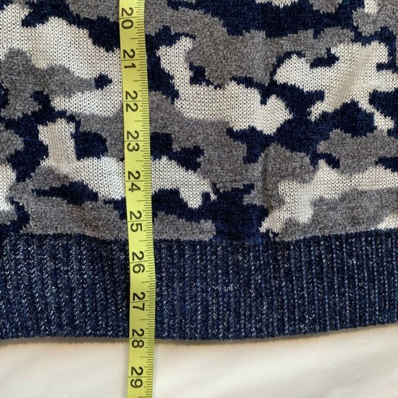 Royal Prestige Camo Sweater Mens Medium M Velour Elbow Patch Chunky Knit Rayon - Picture 9 of 10